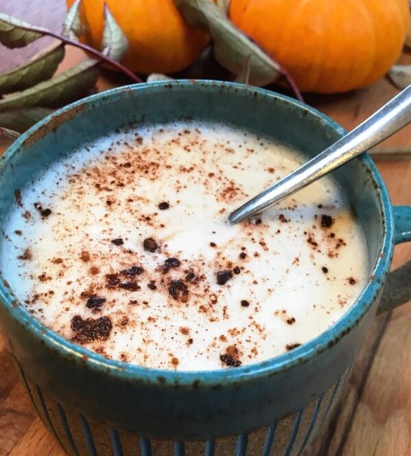 mug of homemade white hot chocolate