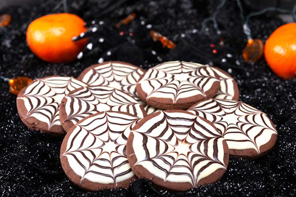 Halloween Spider web chocolate cookies