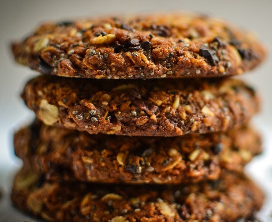 Cacao Nib Chia Cookies stacked