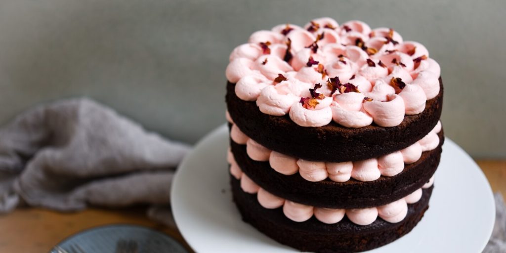 Raspberry and Rose Chocolate Cake
