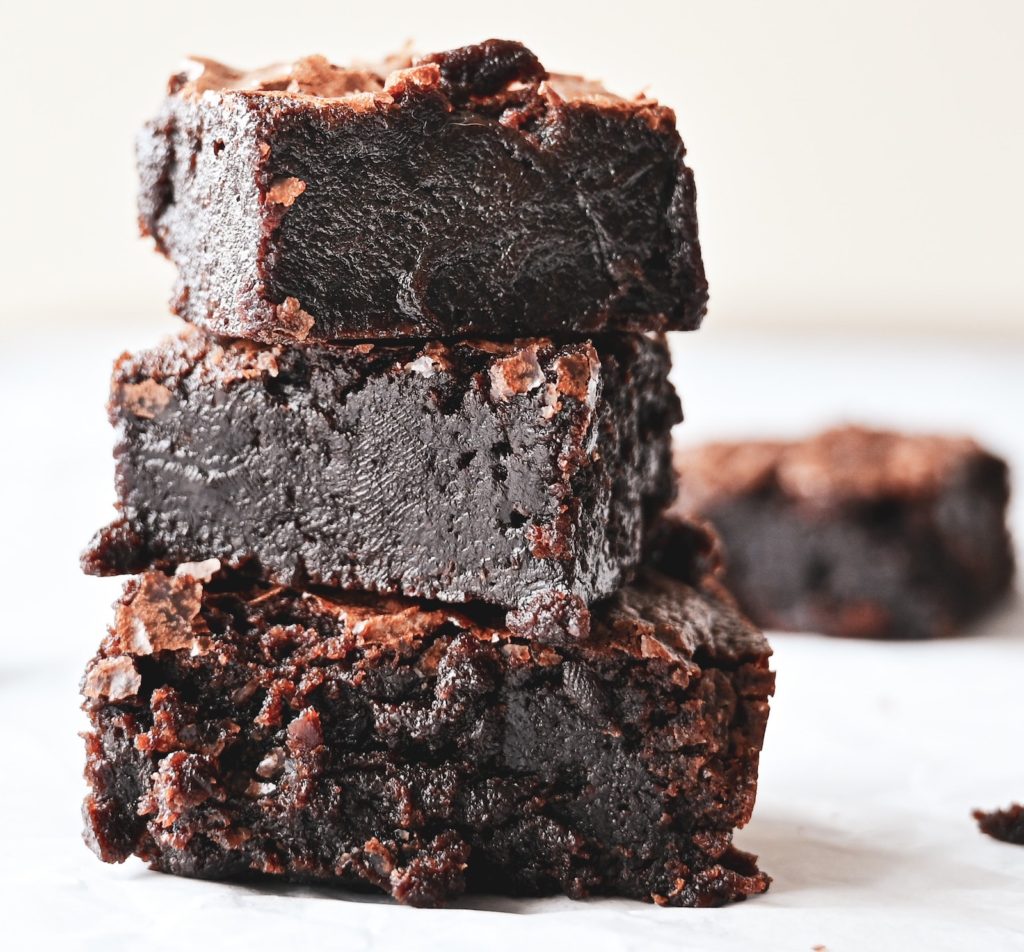 stacked lazy chocolate brownies