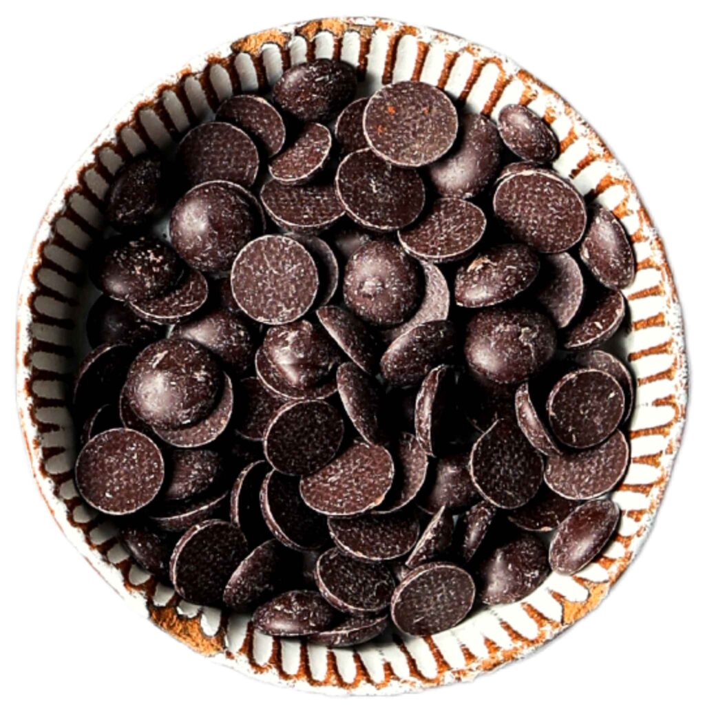 bowl of good quality dark chocolate chips